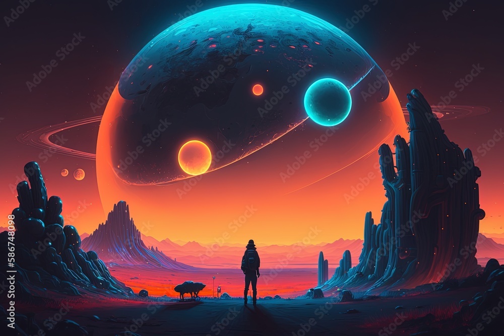 Exploring an Alien World of Neon Lights and Stargazing Dreams Generative AI Exploring an Alien World of Neon Lights and Stargazing Dreams Generative AI