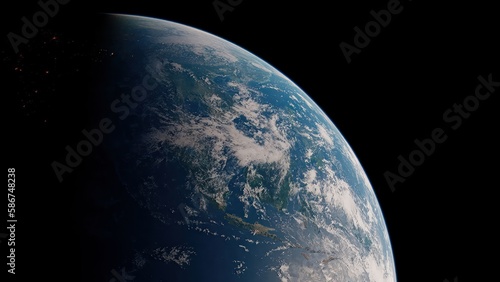 Realistic planet earth in blue and black colors