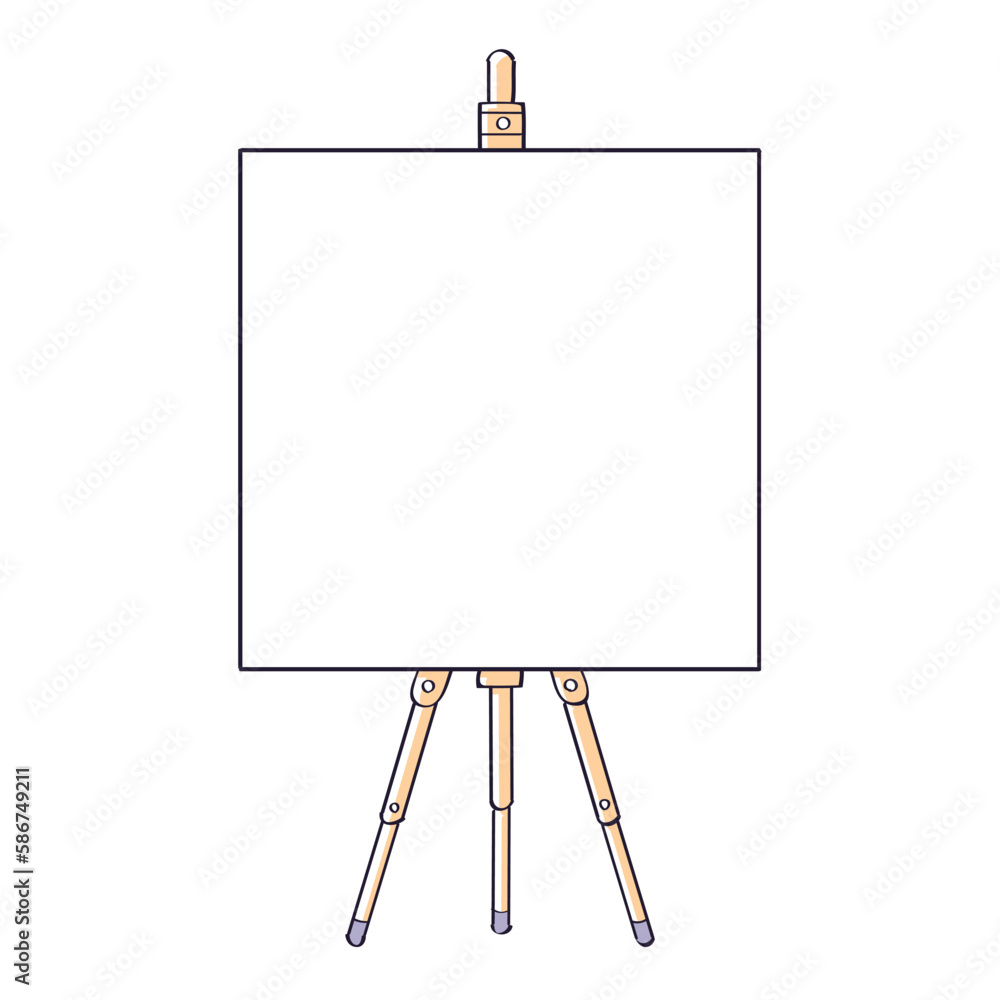 Tripod easel with a big square white blank canvas board isolated vector illustration Tripod easel with a big square white blank canvas board isolated vector illustration