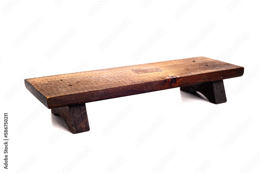 wooden bench isolated on white background. Close-up. wooden bench isolated on white background. Close-up.