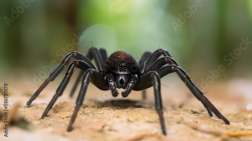 a big black spider hunting for a meal © The animal shed 274