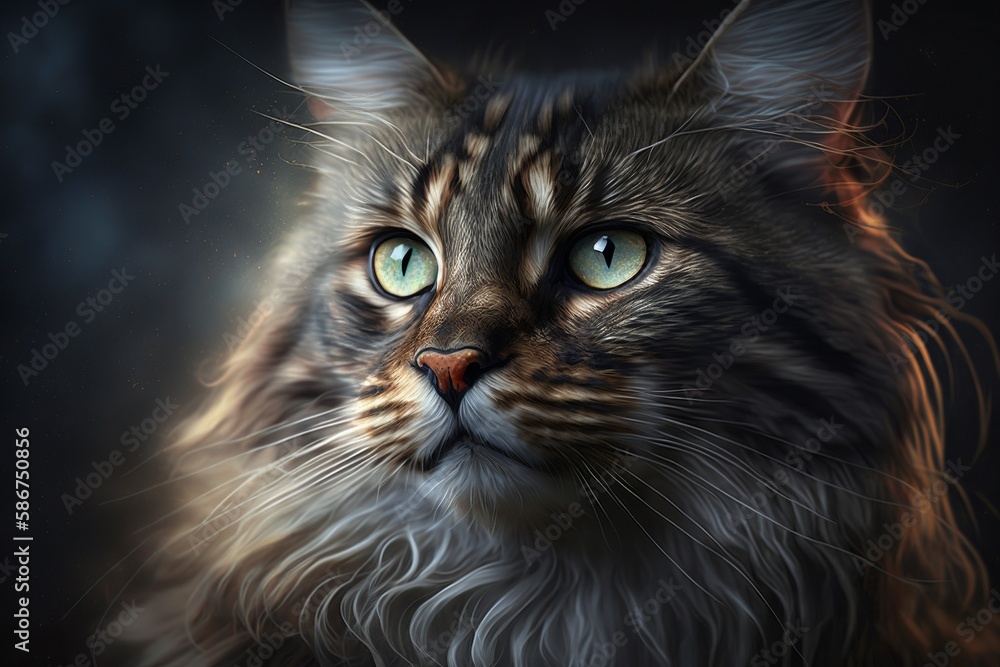 Portrait of gray cat with green eyes close up, Generative AI Portrait of gray cat with green eyes close up, Generative AI