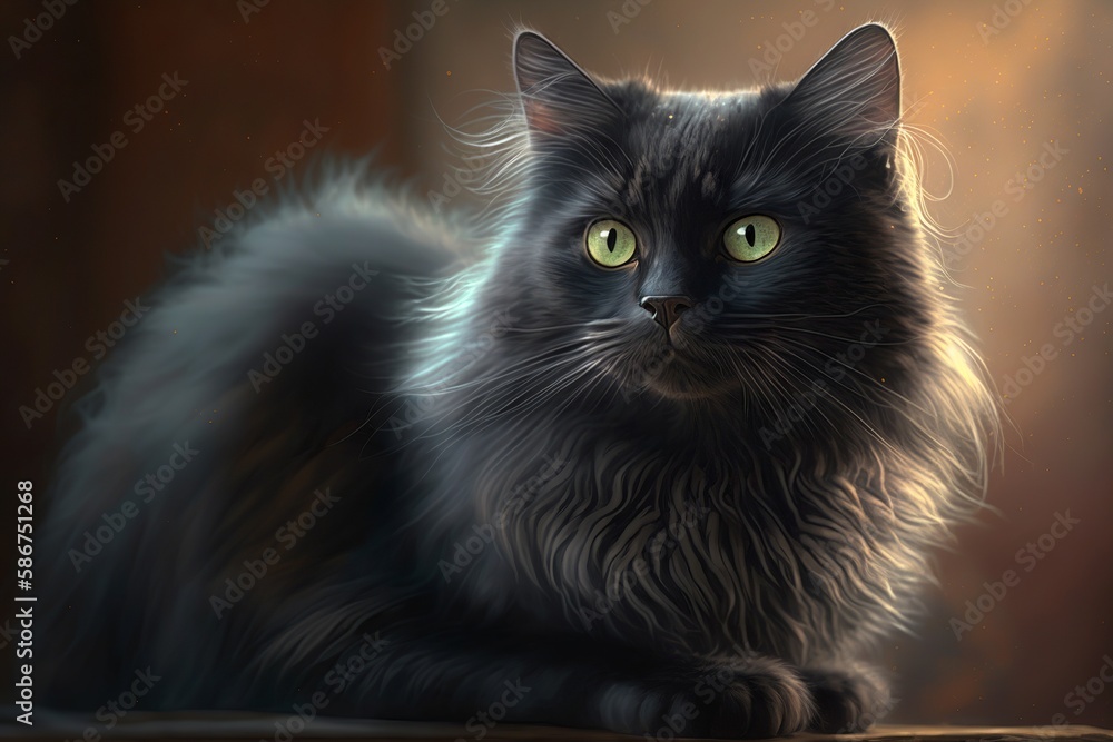 cute black cat with green eyes portrait close up, generative ai cute black cat with green eyes portrait close up, generative ai