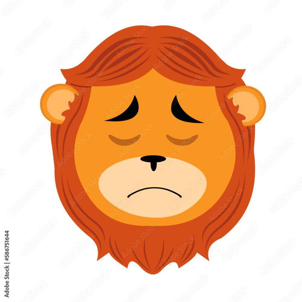 vector illustration face of a cartoon lion with a sad and regretful expression vector illustration face of a cartoon lion with a sad and regretful expression