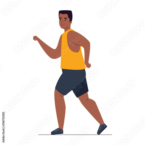 Muscular man jogging activity © Gstudio