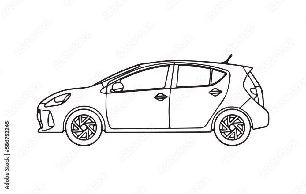 sketch. vector simple illustration. machine design. icon. line.  black. car model. transport