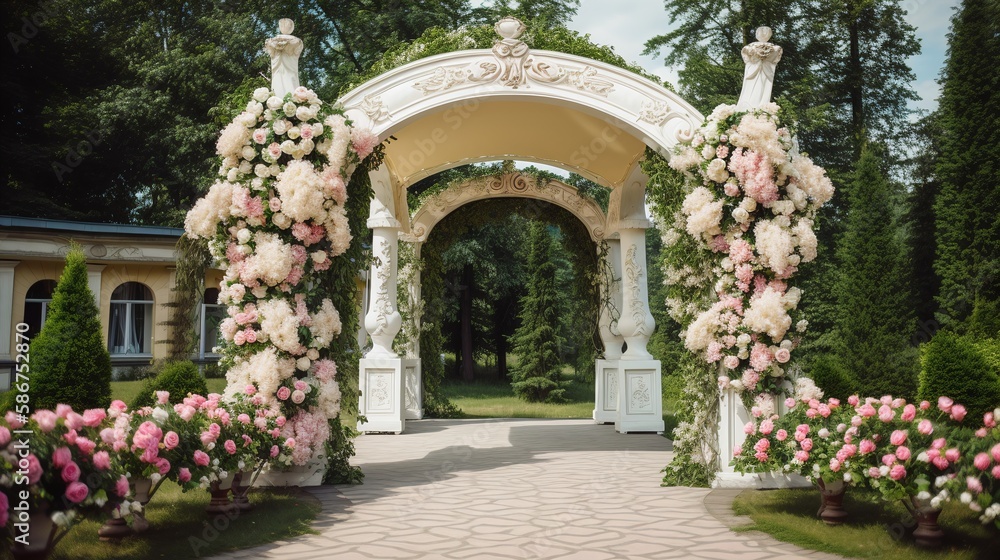A Breathtaking Outdoor Wedding Arch Venue: The Perfect Setting for Your Special Day -Generative Ai