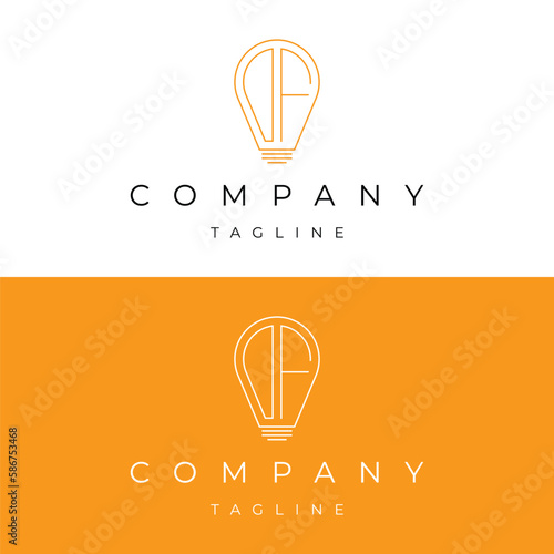 Letter DF initial lamp solution bulblight icon logo design vector template