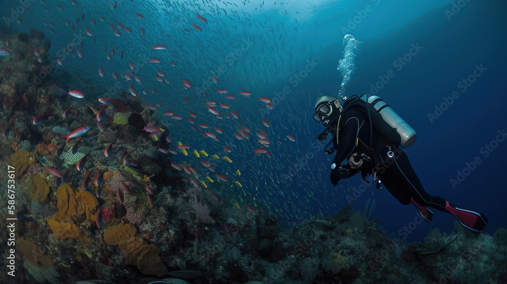 Fototapeta premium Scuba Diver and Reef