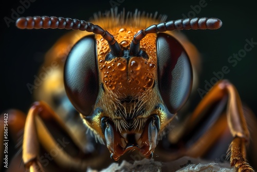 Bee eyes close up super macro shot photography. Generative AI © Pajaros Volando