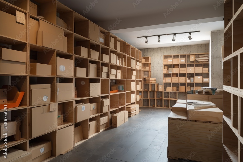 A room with boxes Generative AI A room with boxes Generative AI
