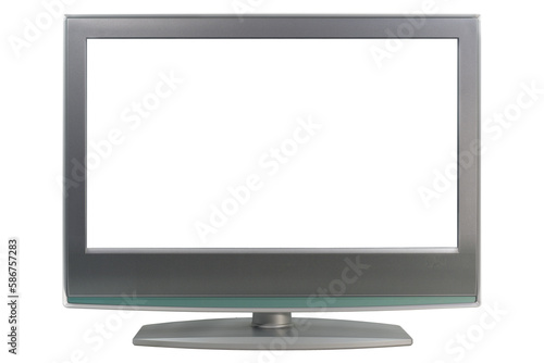 Older flat screen TV monitor isolated on a transparent background. Image is 16.5 inches wide at 300 dpi..