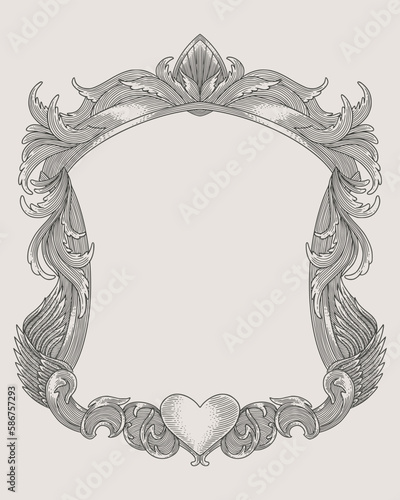 antique engraving frame monochrome style, Vector vintage illustation
