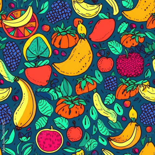 Seamless Fruit patterns in various art styles