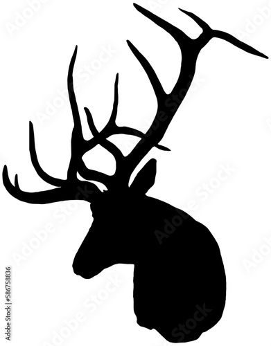 deer Buck head with antlers silhouette