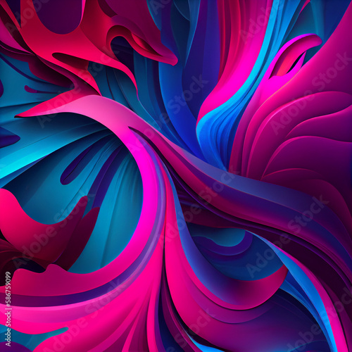 Fuchsia pink purple and blue, art website background, organic shapes, Generative AI
