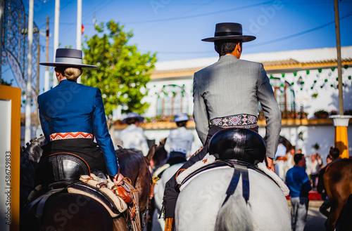 Tablou pe pânză knight on horseback in a traditional fair in andalusia spain