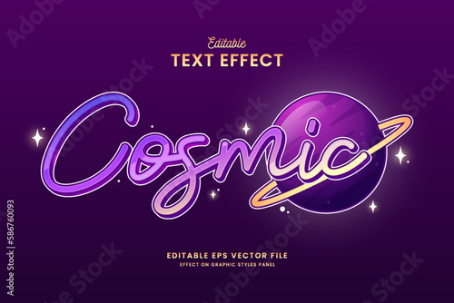 decorative editable cosmic text effect vector design