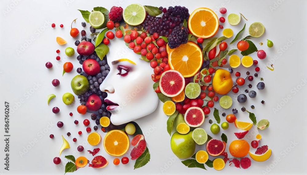 Human body silhouette made of healthy food