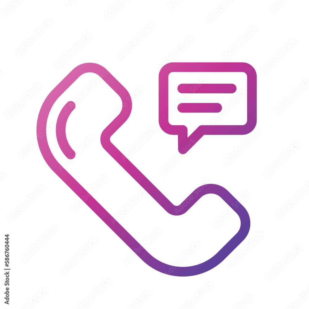 Outline Gradient Icon telephone,phon,phone call,message,chat bubble
