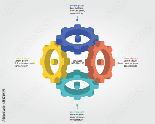 cog element for system template for infographic for presentation for 4 element