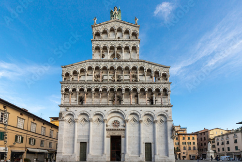 Chiesa di San Michele in Foro St Michael Roman Catholic church basilica on Piazza San Michele in Lucca, Italy photo