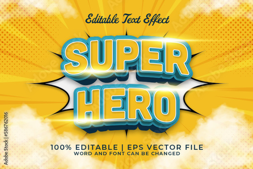 Super Hero 3d Editable Text Effect Cartoon Comic Style Premium Vector