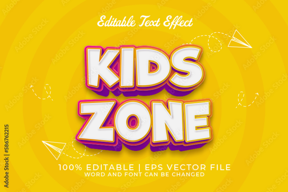Kids Zone 3d Editable Text Effect Cartoon Style Premium Vector Kids Zone 3d Editable Text Effect Cartoon Style Premium Vector