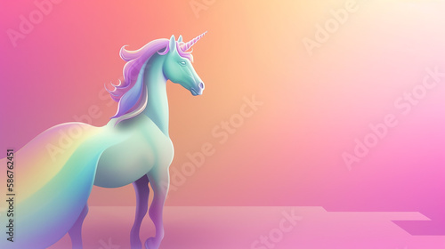 Fabulous unicorn in rainbow colors. Generative AI