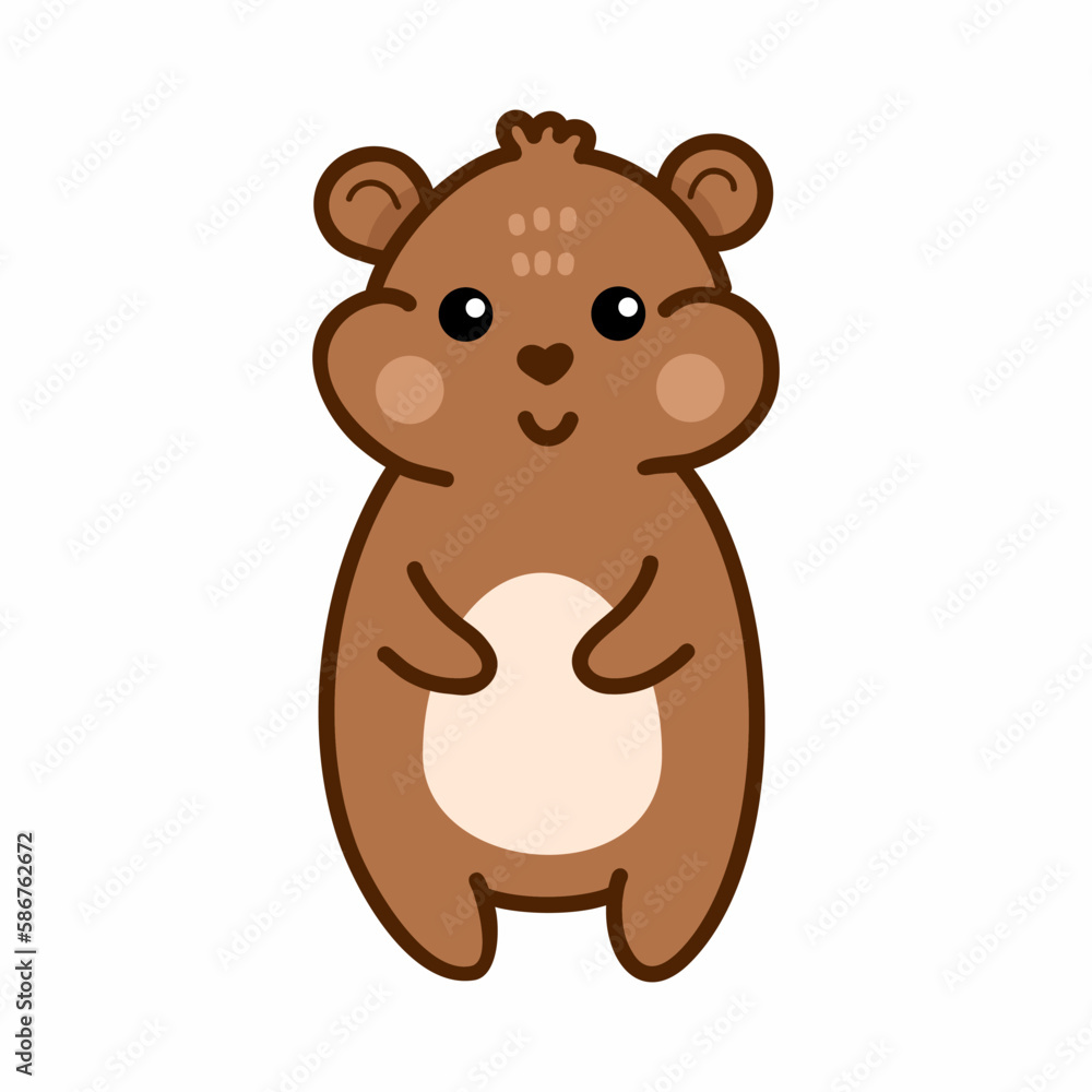 Little hamster in cartoon style. Pet. Vector illustration for child. Poster. Postcard decor element. Little hamster in cartoon style. Pet. Vector illustration for child. Poster. Postcard decor element.