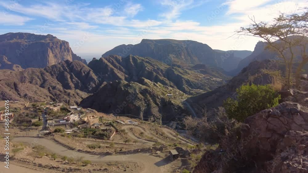 Nizwa, Oman: Panoramic view of the Jabal Al Akhdar mountain near Nizwa in the mountains in Oman in Arabic peninsula in the middle east. Nizwa, Oman: Panoramic view of the Jabal Al Akhdar mountain near Nizwa in the mountains in Oman in Arabic peninsula in the middle east.