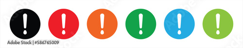exclamation mark icon set. warning icon. error icon flat symbol sign collections, vector illustration	