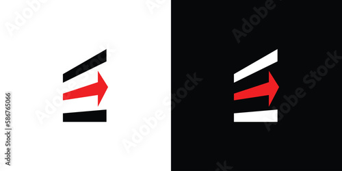 Unique and modern E arrow logo design