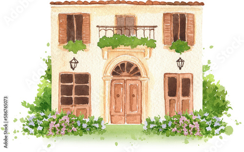 Watercolor house, wedding venue, countryside celebration, summer house, cottage, vineyard hotel