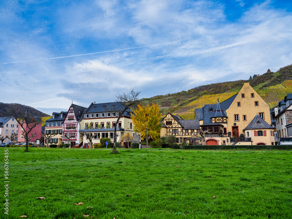 Ediger-Eller village houses during autumn in Cochem-Zell district, Germany