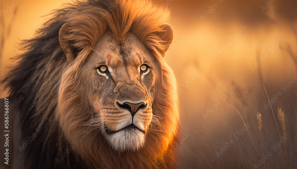 african portrait of a lion generative art