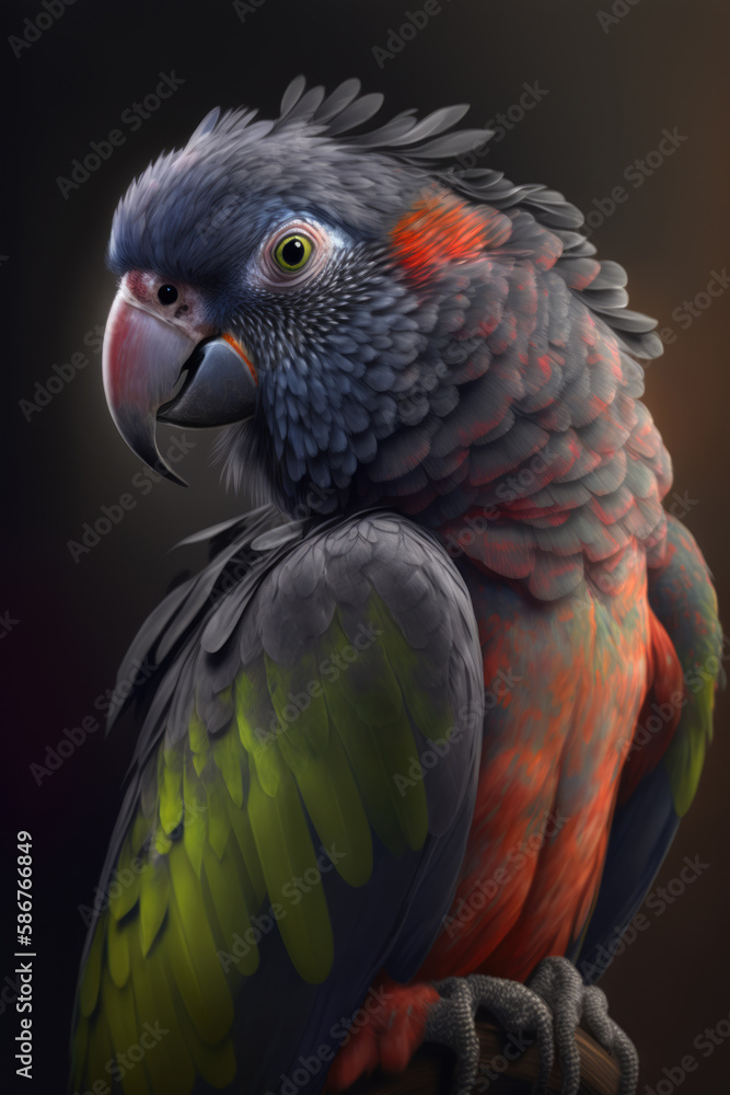 Obraz premium Colorful Macaw parrot, Dominica sisserou Generative AI.
