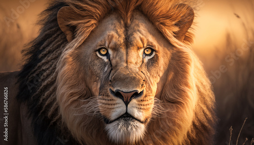 portrait of a lion in africa generative art