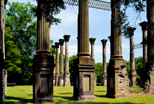 Windsor mansion plantation house ruins near Port Gibson, Alcorn and the Natchez Trail. Mississippi, USA photo