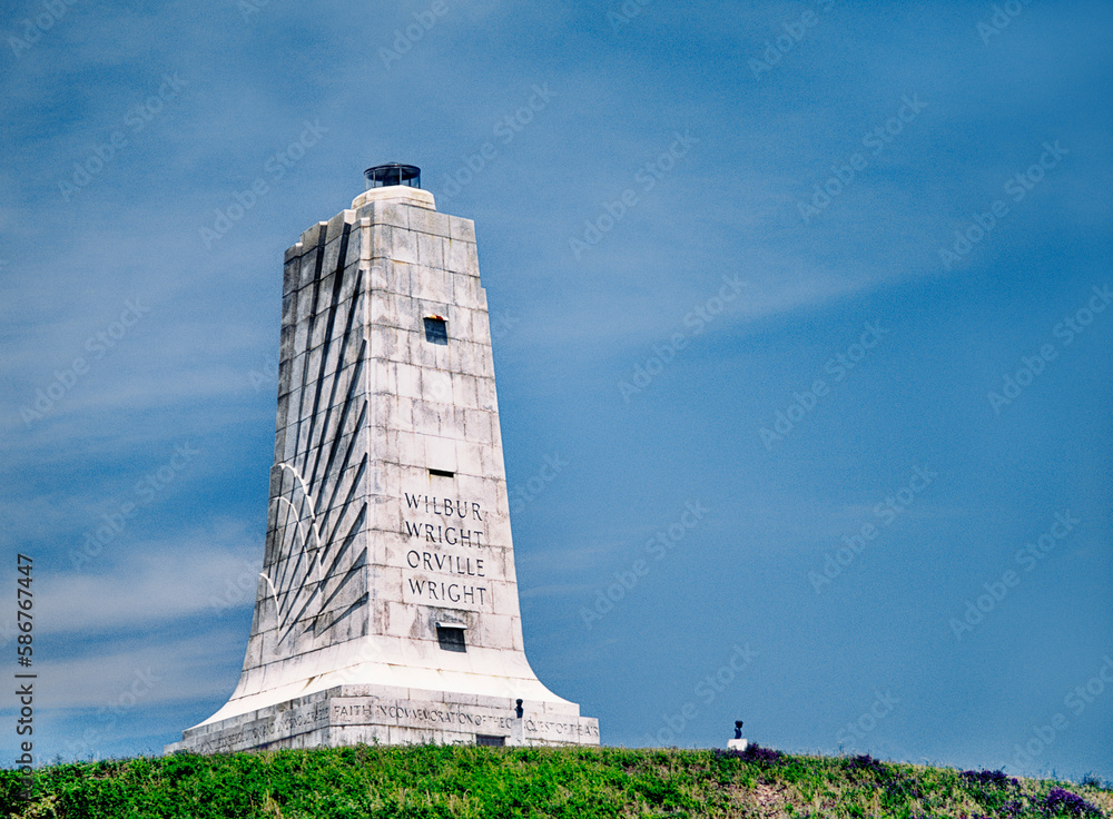 Wright Brothers National Memorial at Kill Devil Hills, Cape Hatteras, North Carolina, USA. Site of first manned flight