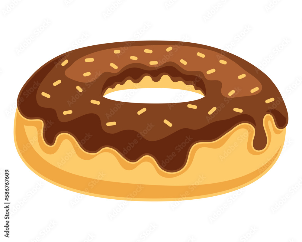 Chocolate donut with vanilla icing and sprinkles Chocolate donut with vanilla icing and sprinkles