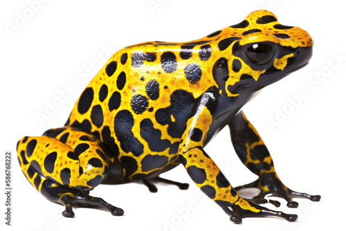 an isolated Poison Dart Frog side-view portrait  wildlife-themed  Amazon Rainforest  photorealistic illustration on a transparent background cutout in PNG. Generative AI