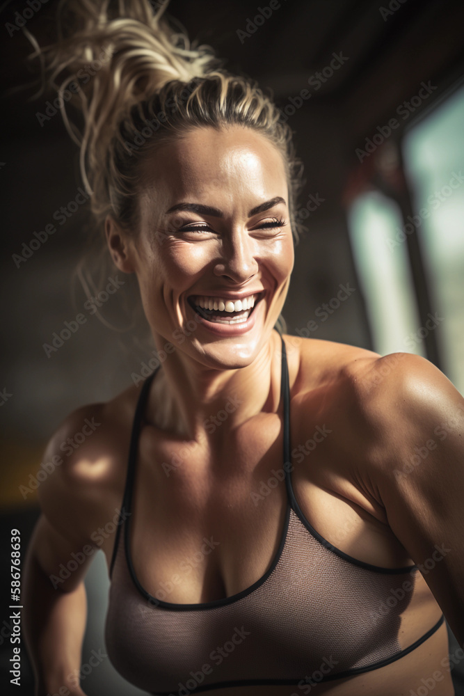 Gorgeous woman at the gym made with generative AI Gorgeous woman at the gym made with generative AI