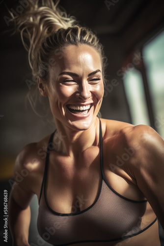 Gorgeous woman at the gym made with generative AI