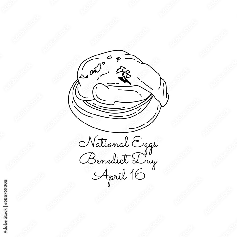 single line art of national eggs benedict day good for national eggs
