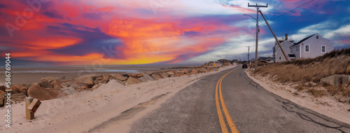 Roadway along Chapin Beach in Cape Cod photo