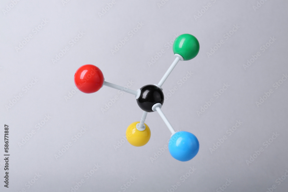 Molecular atom model on light grey background. Chemical structure Molecular atom model on light grey background. Chemical structure