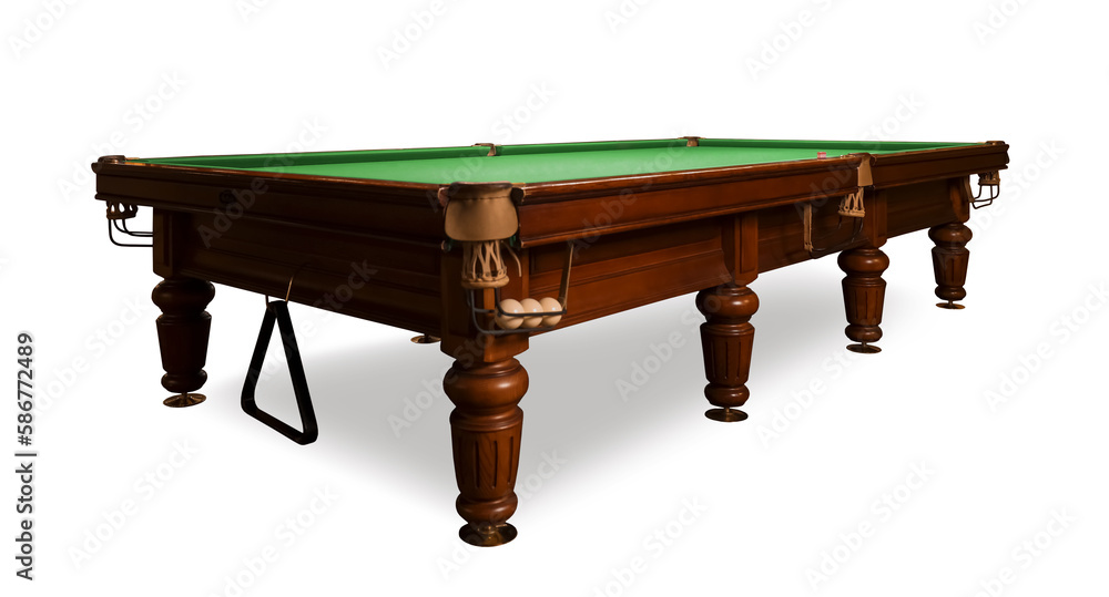 Billiard table with rack and balls on white background Billiard table with rack and balls on white background