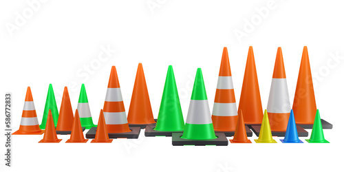 highway traffic construction cone isolated on white background. 3d illustration