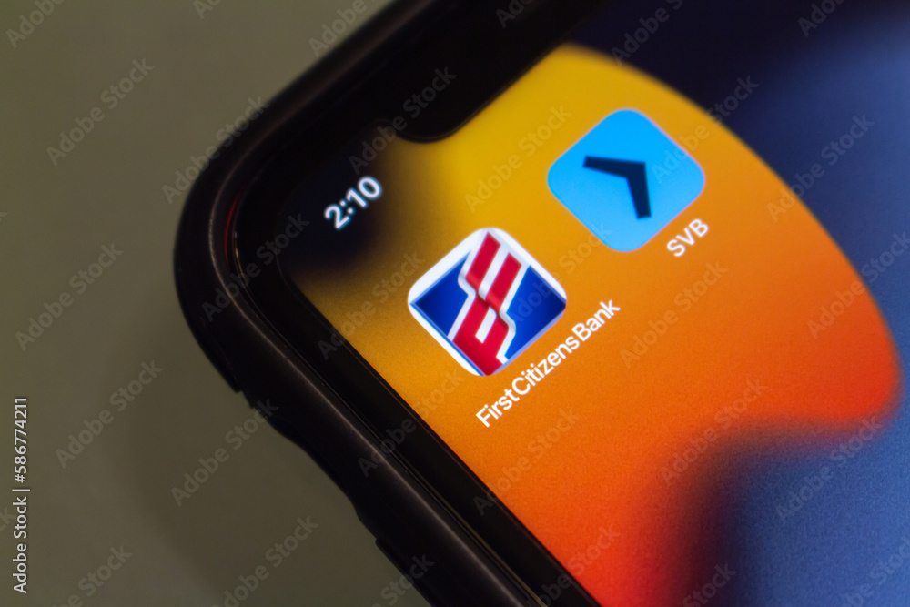 Vancouver, CANADA Mar 29 2023 Icons of First Citizens Bank (First